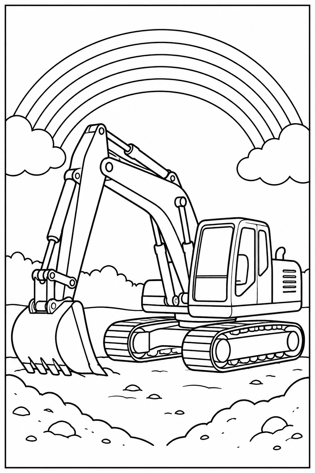 Graafmachine — Bij de regenboog — kleurplaat om te printen