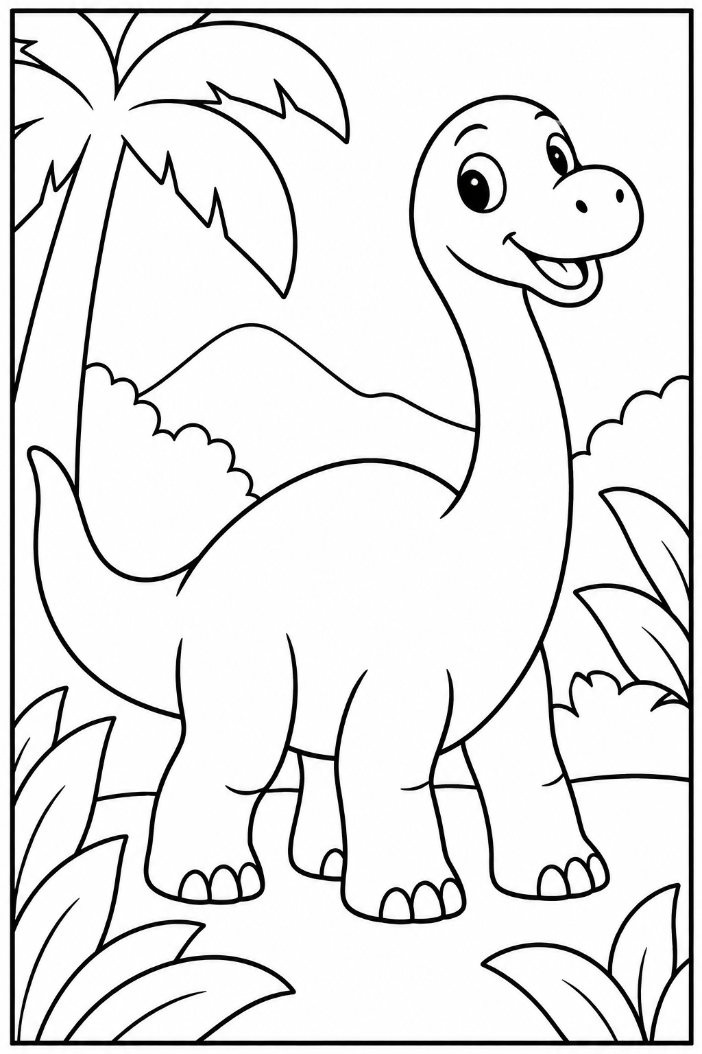Dino — In de jungle — kleurplaat om te printen