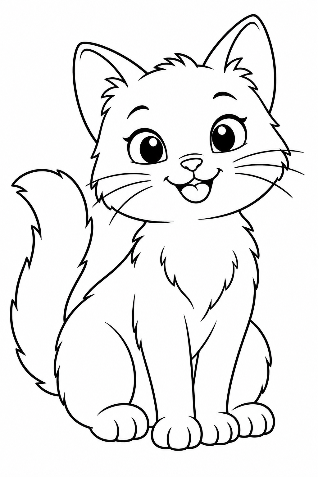 Kat — zwart-wit kleurplaat