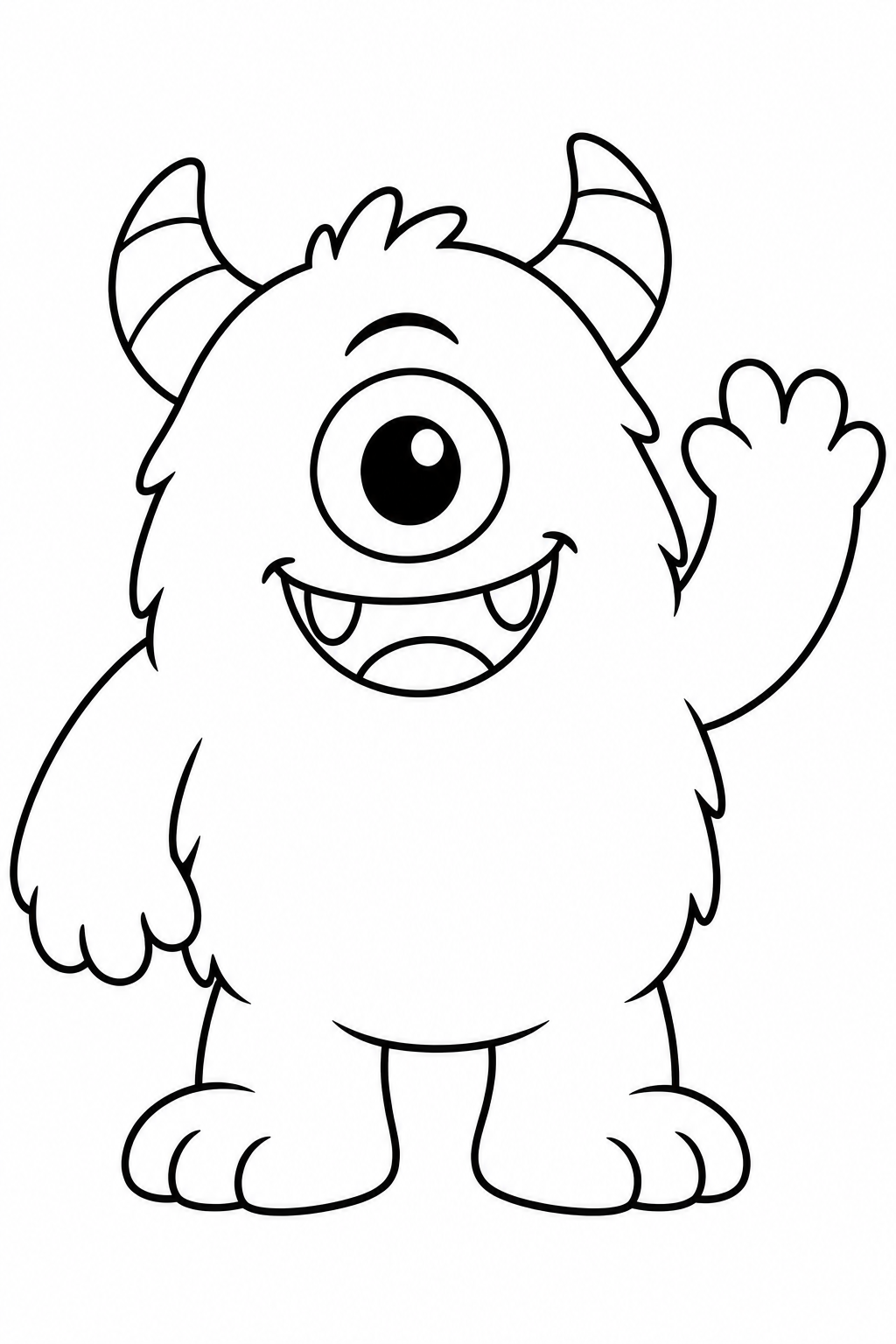 Lief monster — zwart-wit kleurplaat