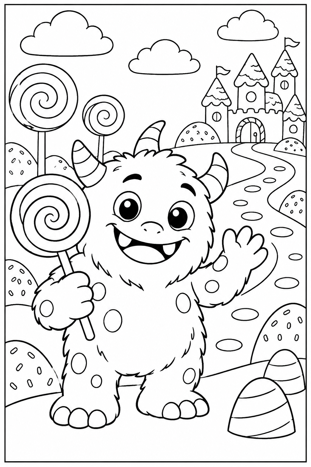 Lief monster — Snoepjesland — kleurplaat om te printen
