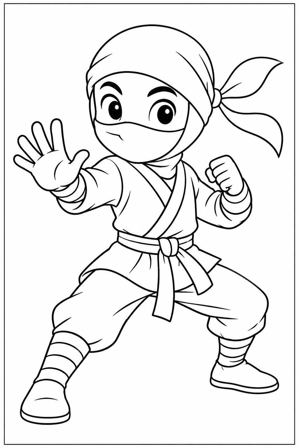 Ninja — zwart-wit kleurplaat