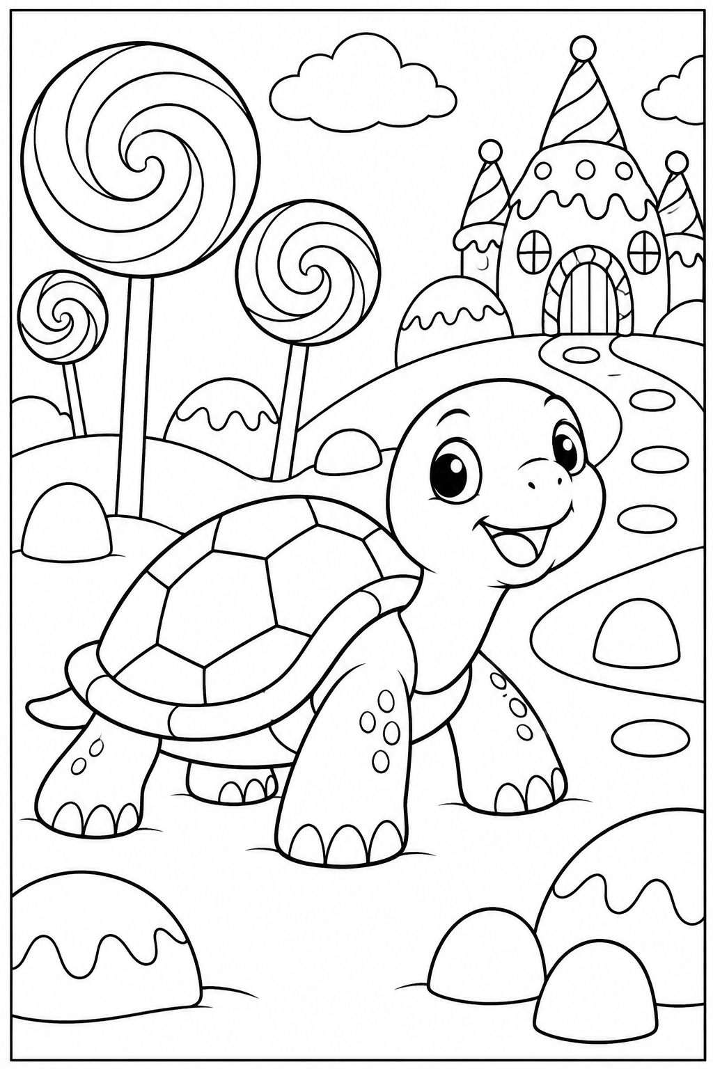 Schildpad — Snoepjesland — kleurplaat om te printen