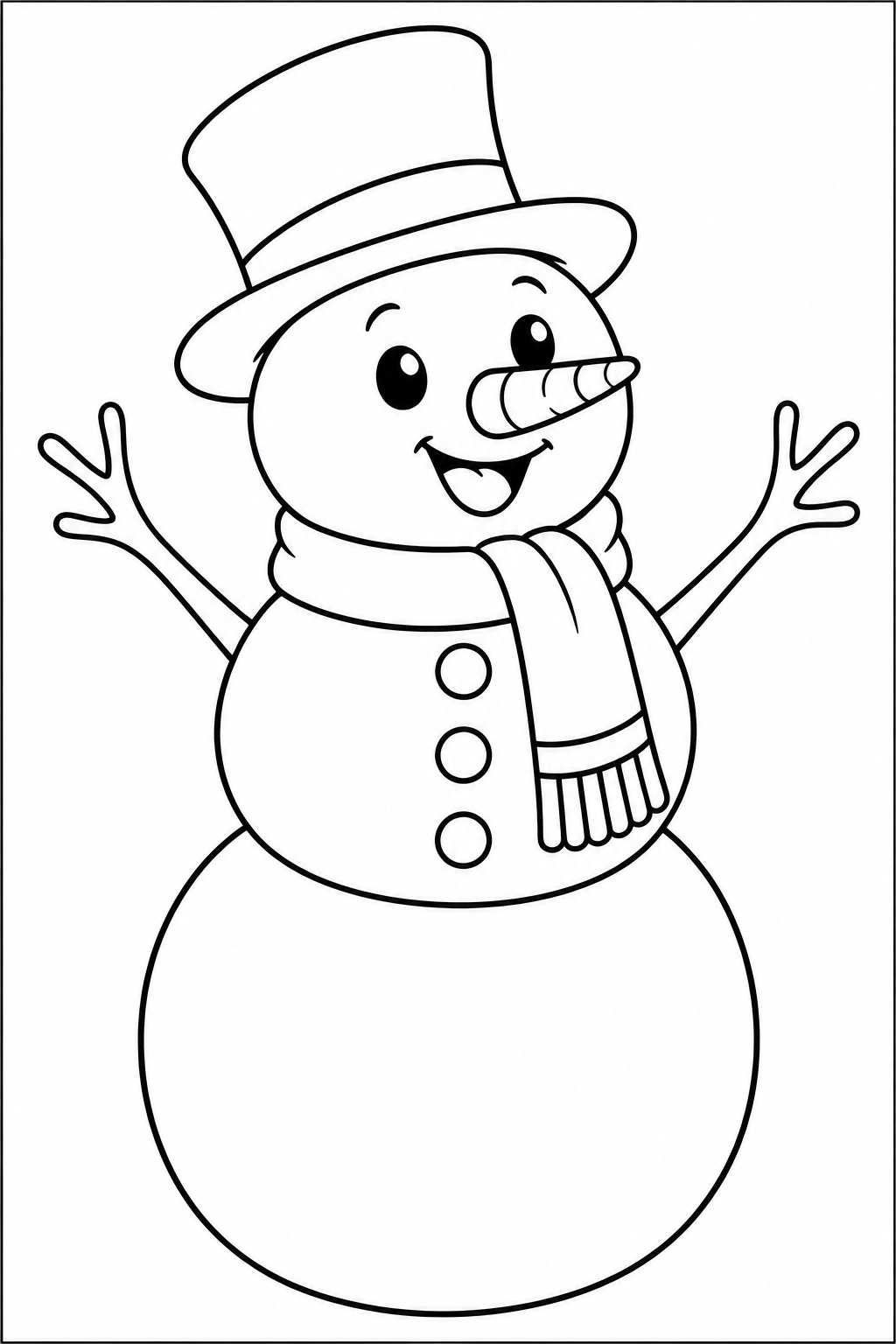 Sneeuwpop — zwart-wit kleurplaat