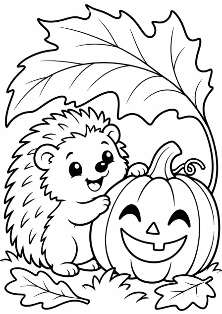 De egel met het blaadje — kleurplaat om te printen