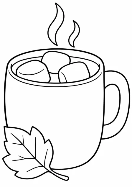 De warme chocolademelk — kleurplaat om te printen