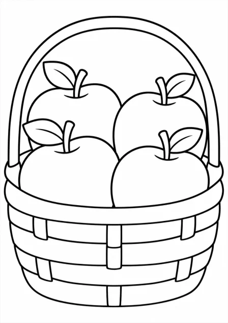 Het mandje met appels β kleurplaat om te printen