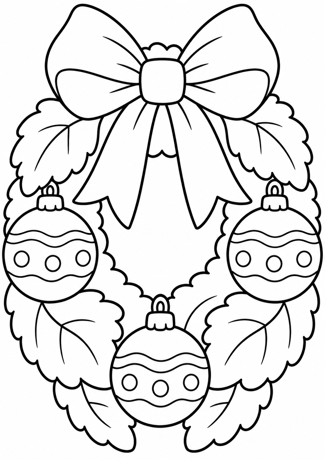 De kerstkrans — zwart-wit kleurplaat