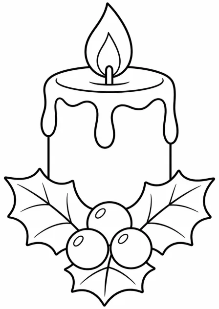 De dikke kerstkaars — kleurplaat om te printen