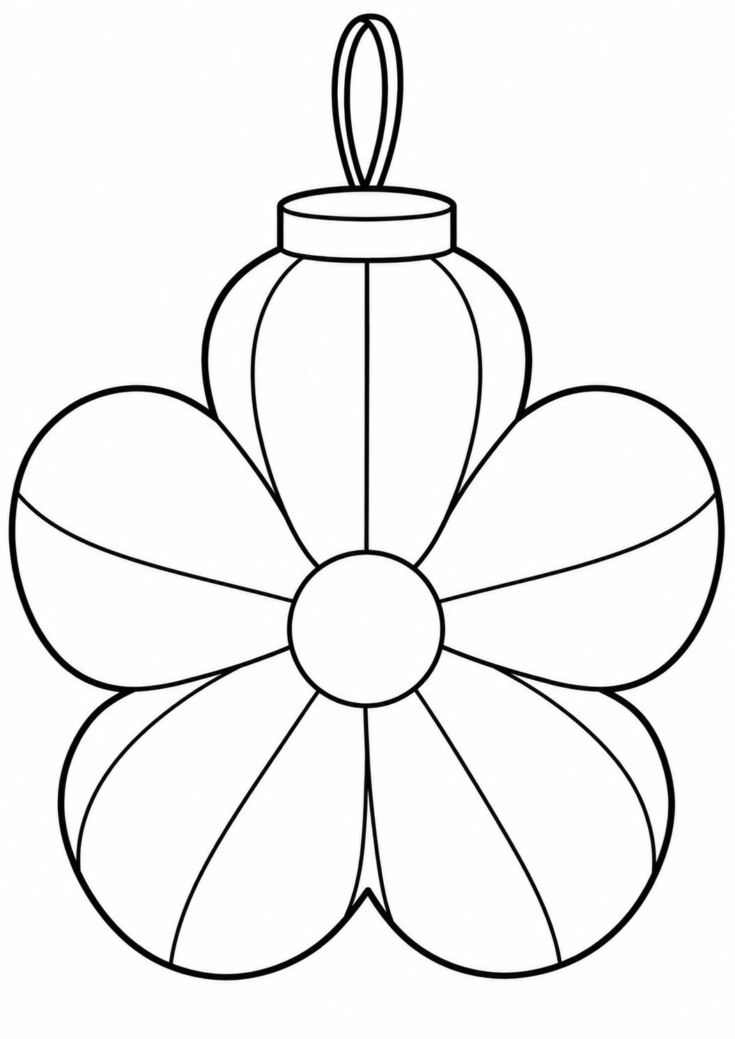 De bloemenlampion — zwart-wit kleurplaat