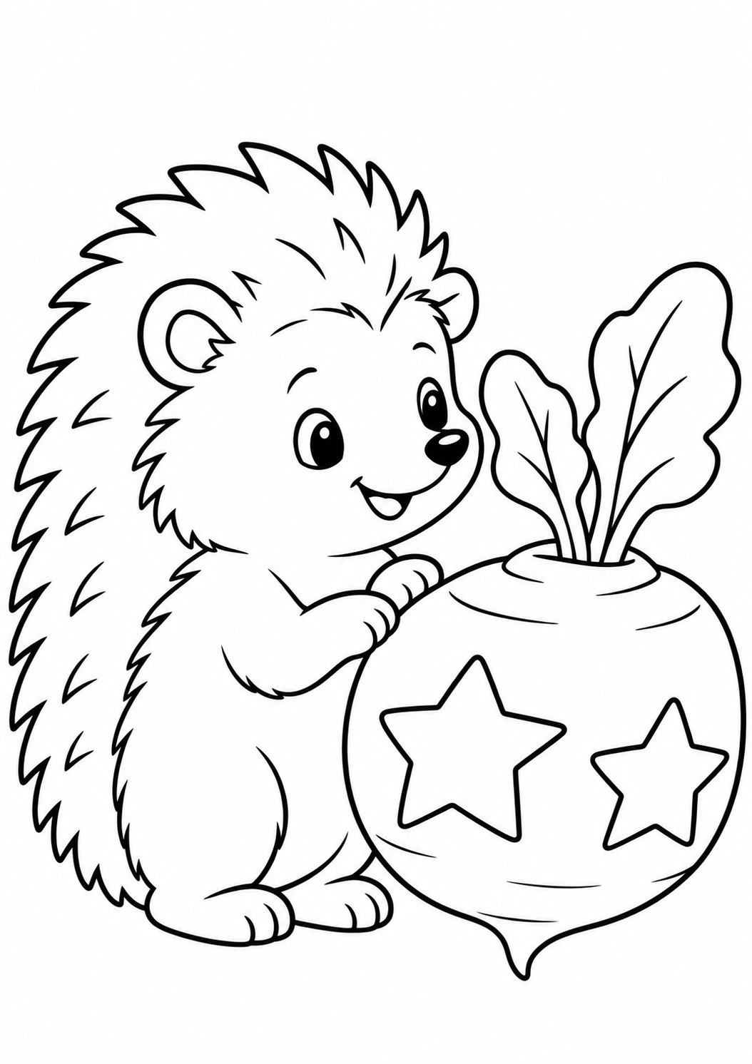 De egel met het lichtje — zwart-wit kleurplaat