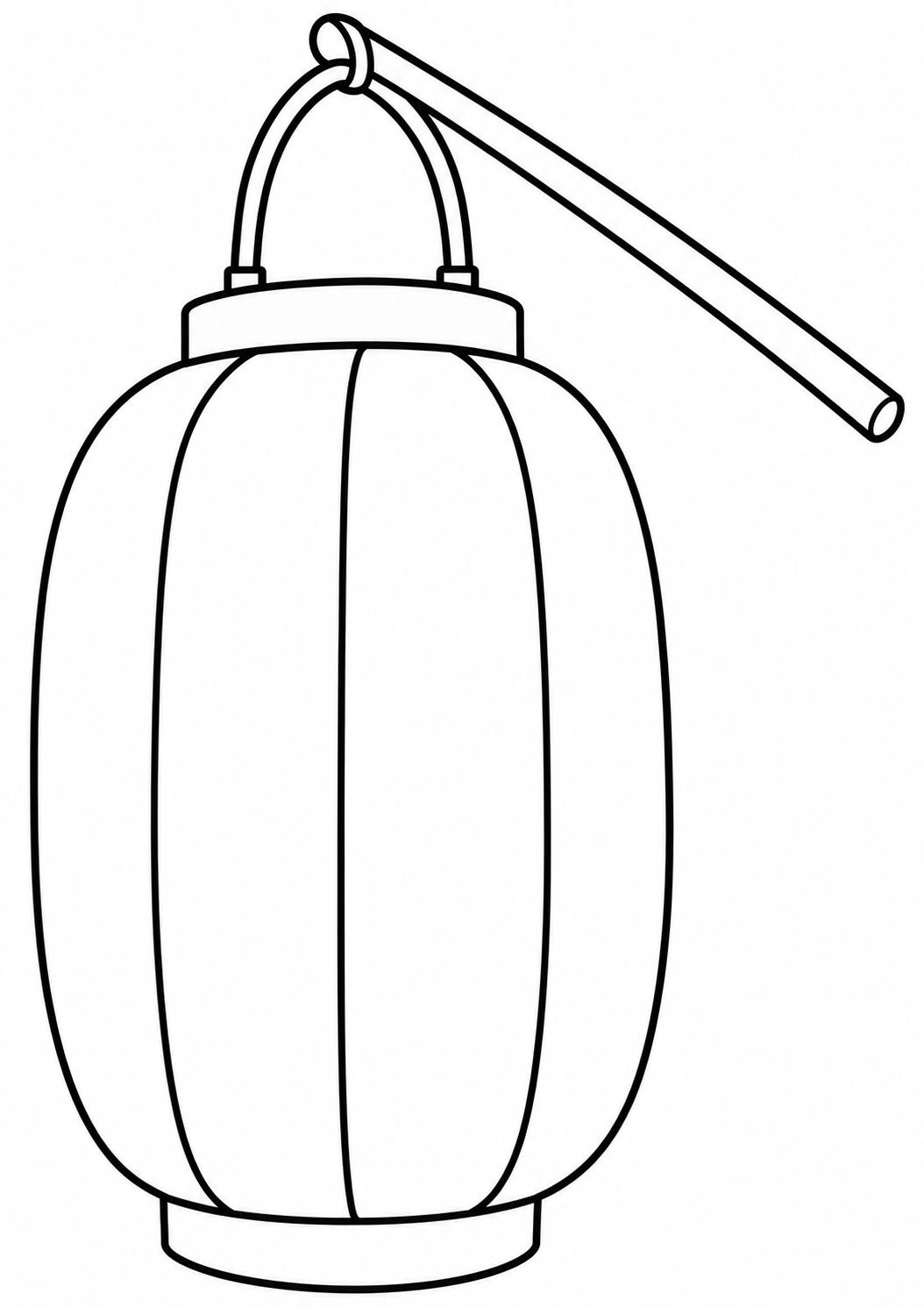 De lampion met strepen — zwart-wit kleurplaat