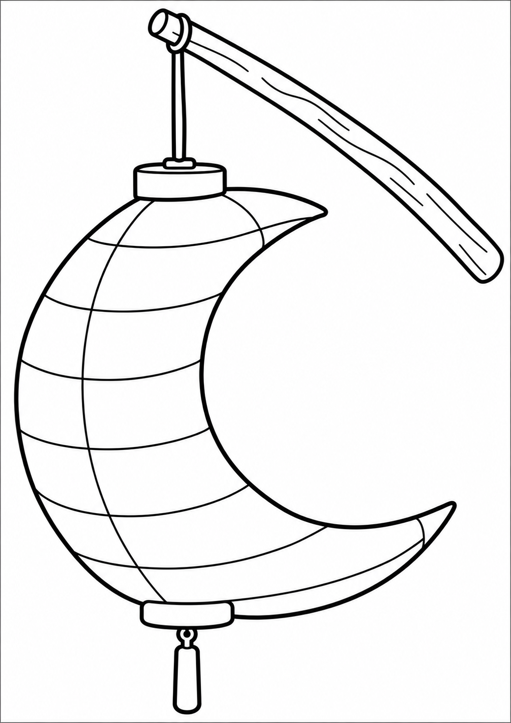 De maanlampion — zwart-wit kleurplaat
