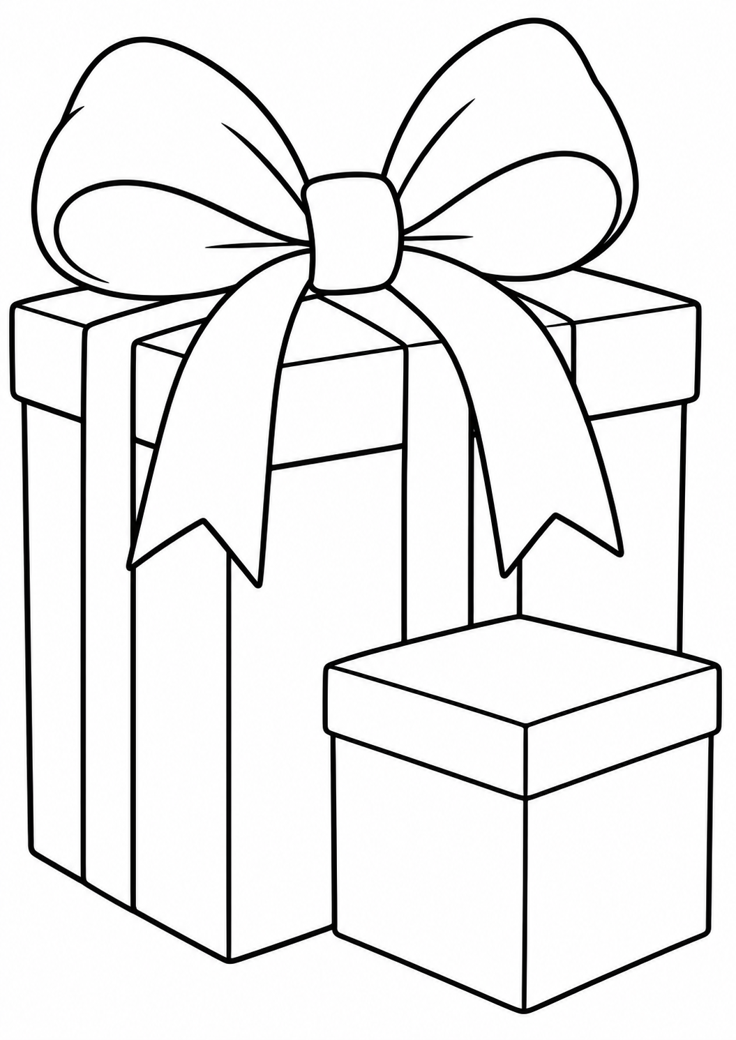 Een cadeau met strik — zwart-wit kleurplaat