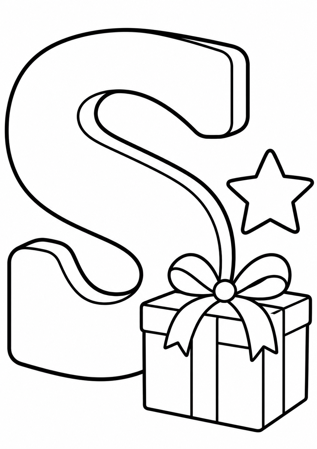 Een grote chocoladeletter — zwart-wit kleurplaat