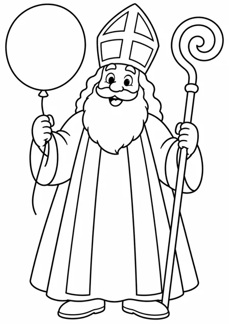 Sinterklaas en de ballon — kleurplaat om te printen