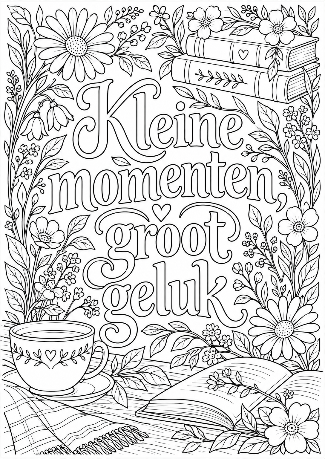 Kleine momenten, groot geluk — kleurplaat voor volwassenen